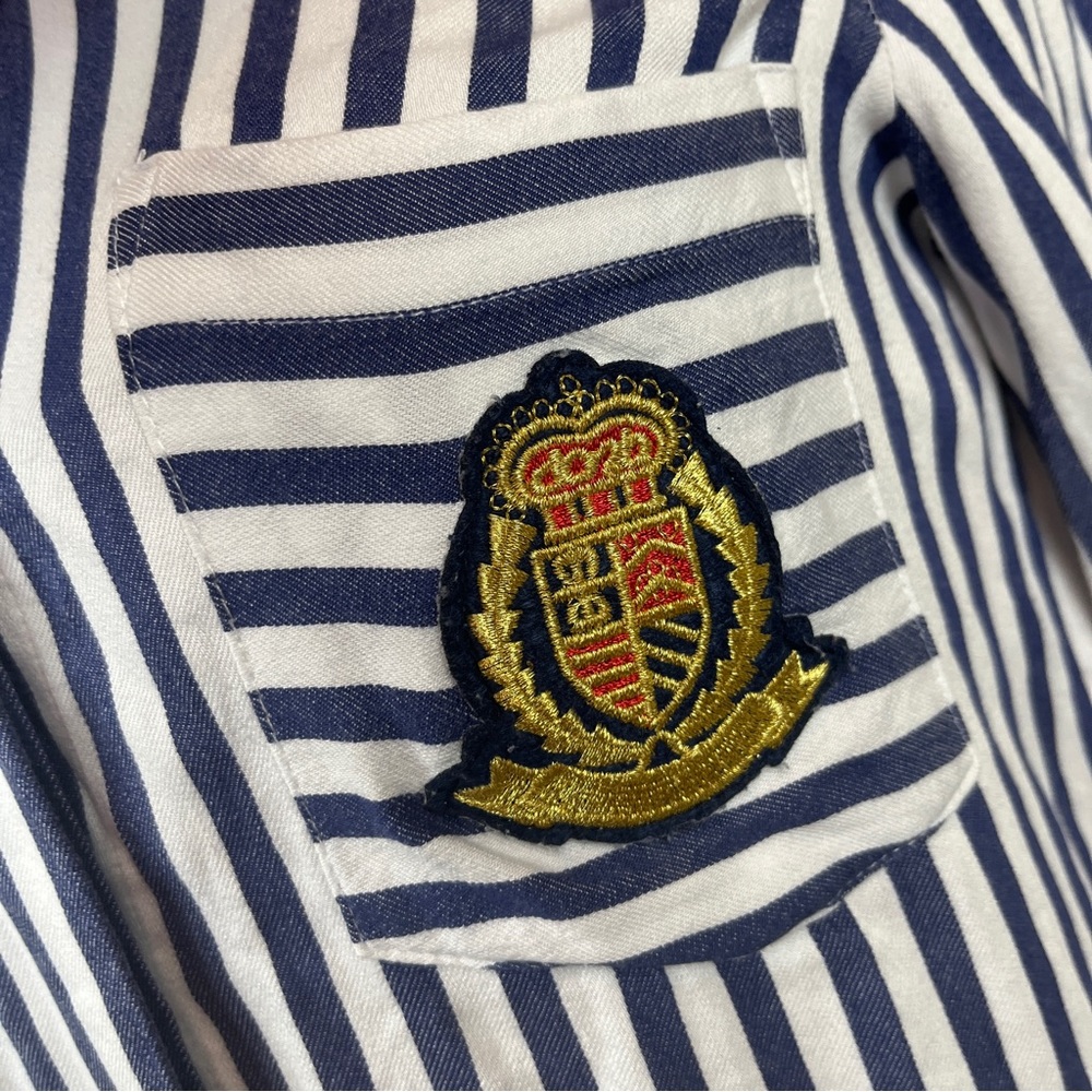 Zara Striped Collared Patch Button Front Knit Top… - image 4